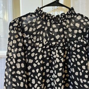 Long sleeve sheer patterned blouse